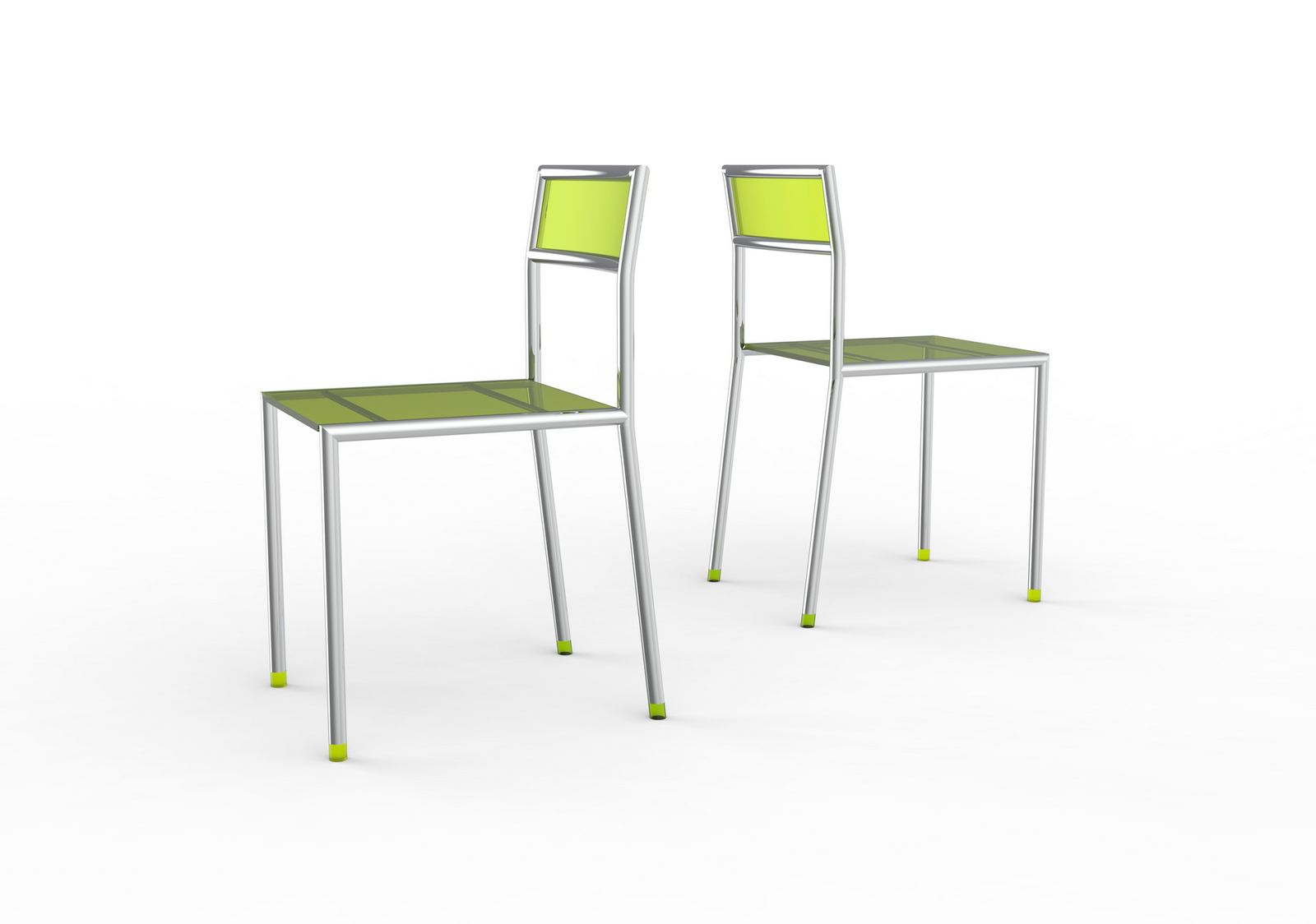 Render Shot of RIM Chair with acrylic elements in chartreuse