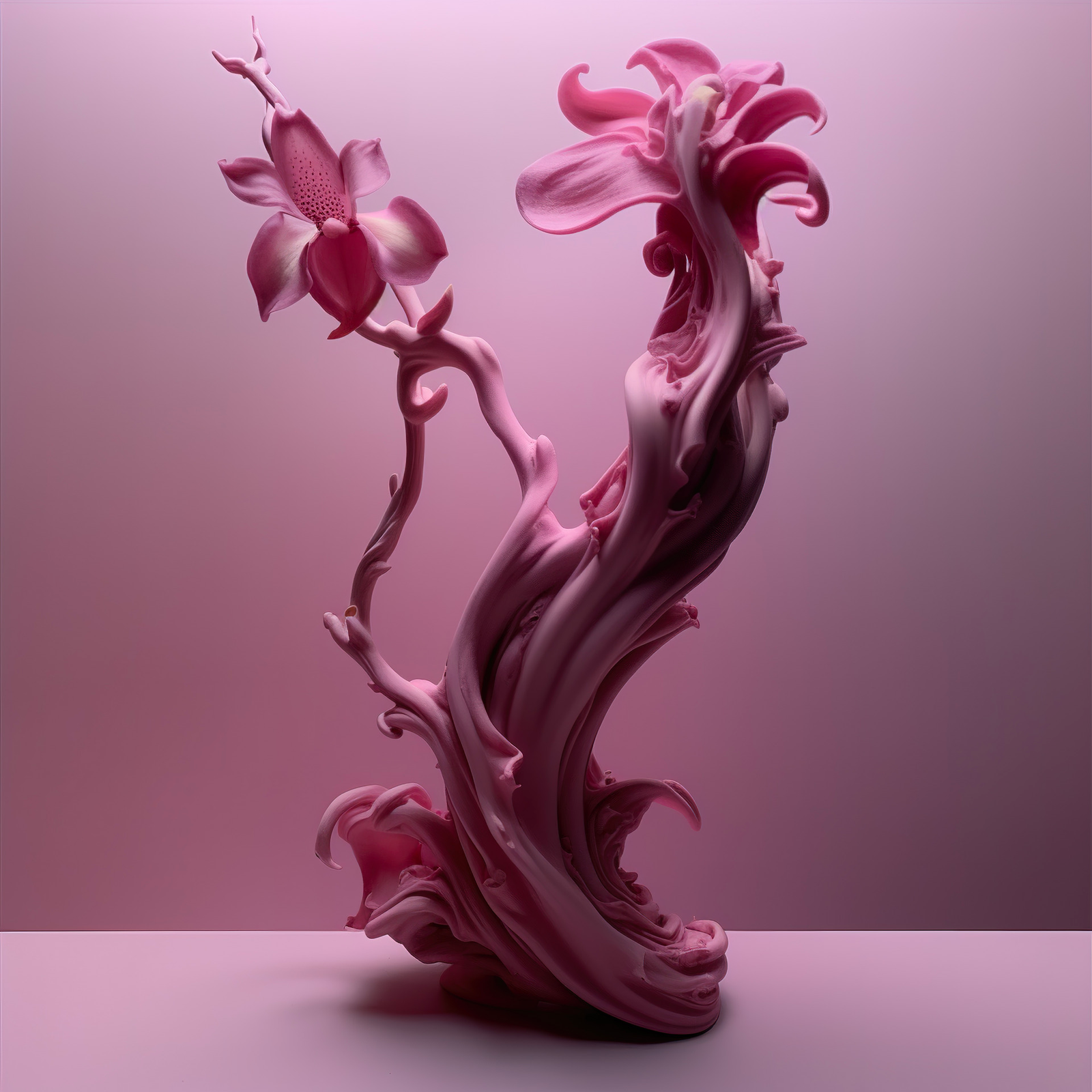 Artificial intelligence synthesizes orchids in constant evolution.