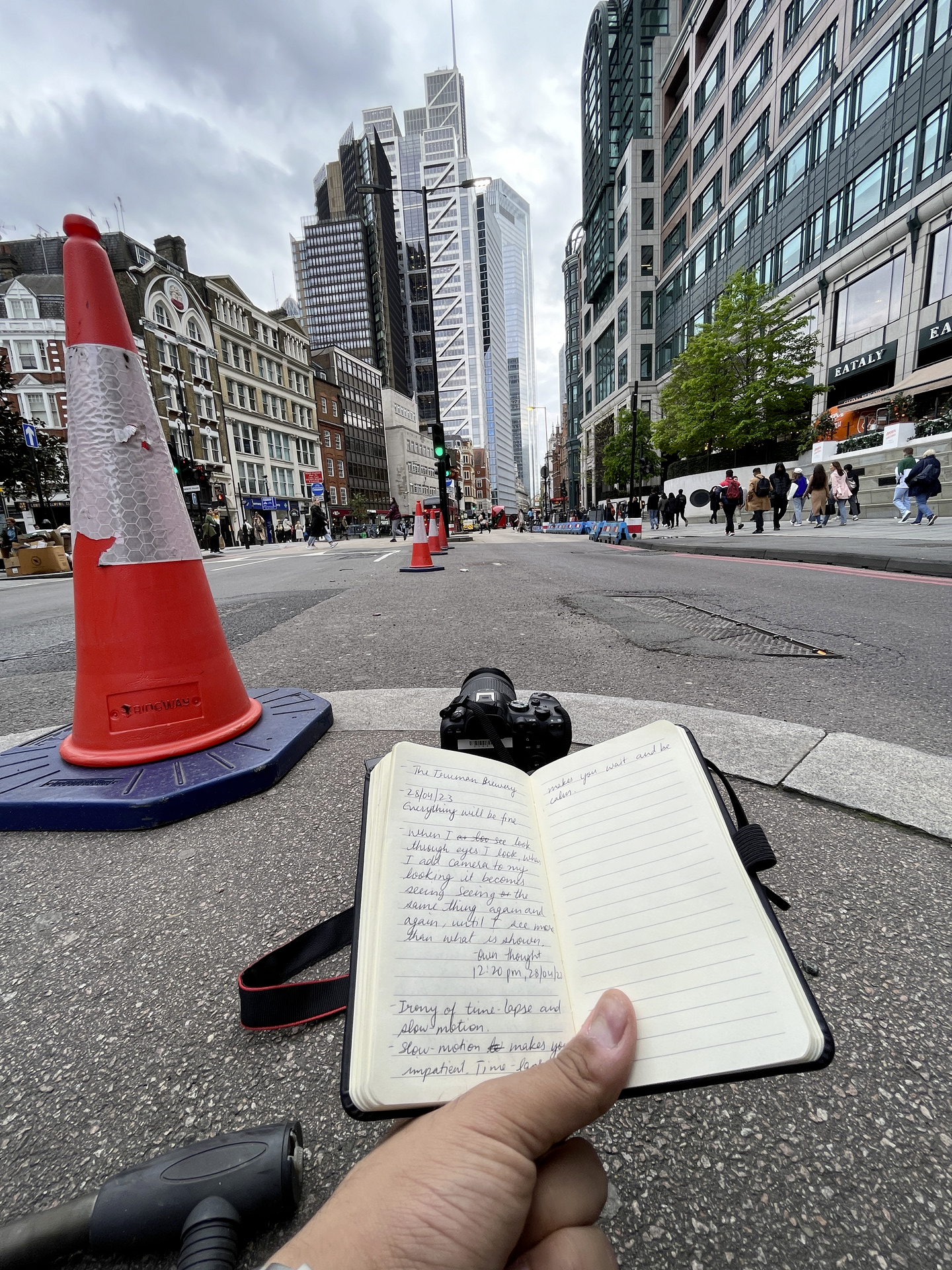 Diary in my hand on Liverpool street