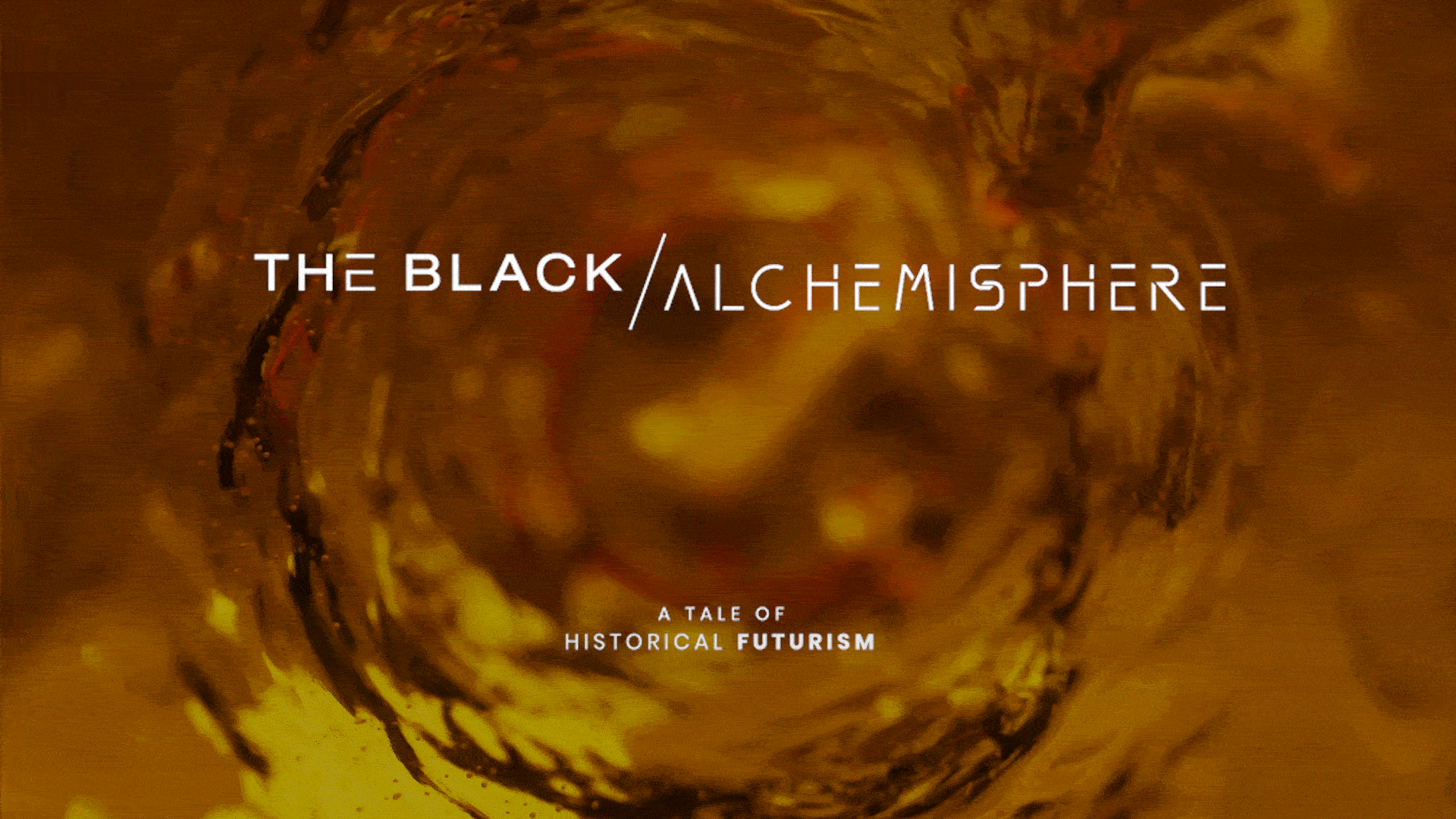 gif of a portal with logo reading "the black alchemisphere: A tale of historical futurism"