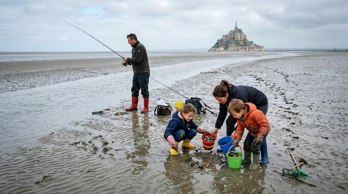 Pêche à pied dans la baie du Mont-Saint-Michel : guide pratique et zones autorisées