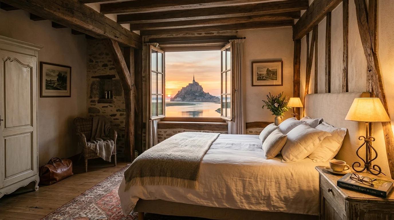 Chambre d hotel normand avec vue sur le Mont-Saint-Michel