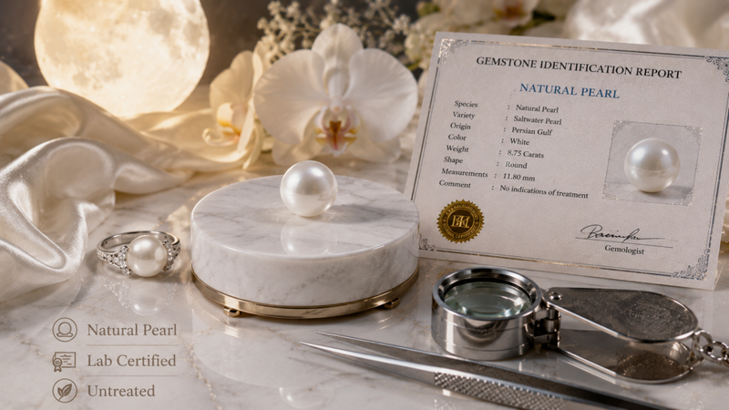 natural pearl lab certified untreated