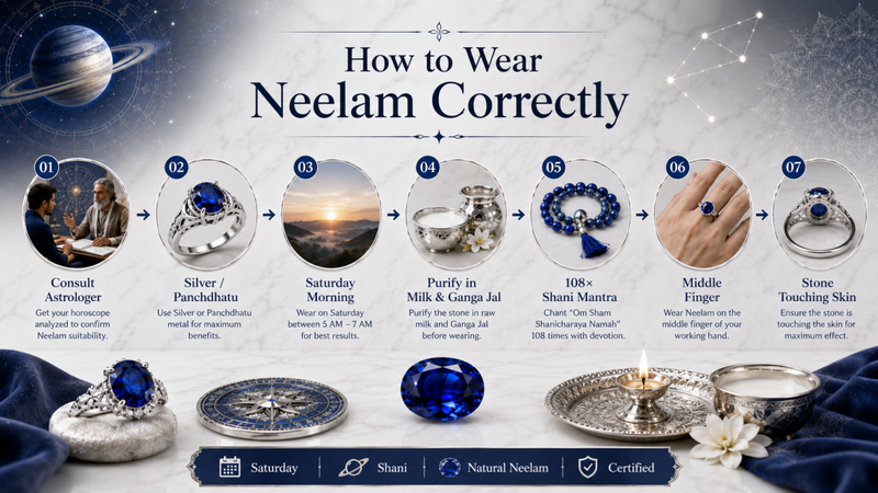 how to wear neelam correctly