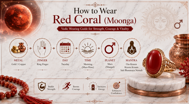 how to wear red coral moonga