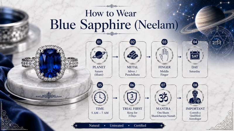 how to wear blue sapphire (Neelam)