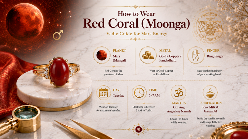 how to wear red coral moonga