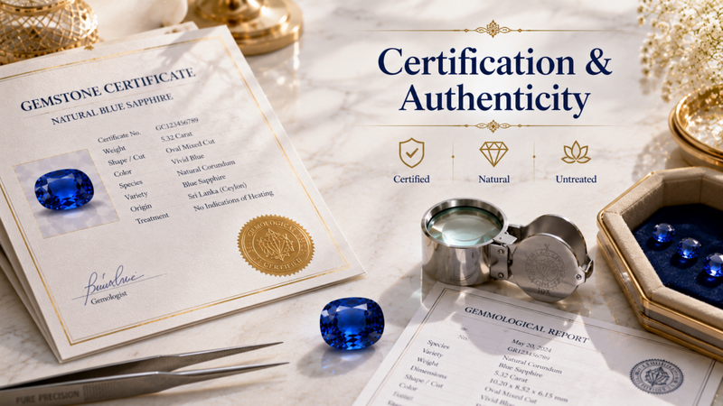 certification and authenticity blue sapphire
