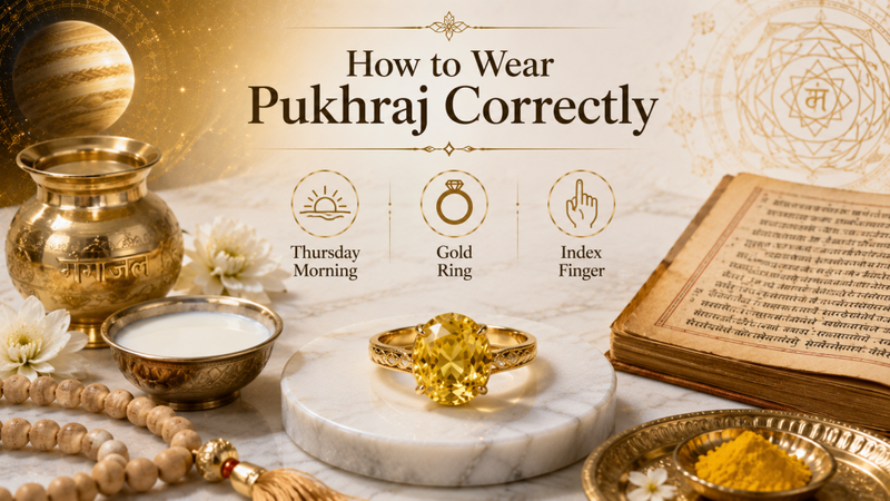 how to wear pukhraj correctly