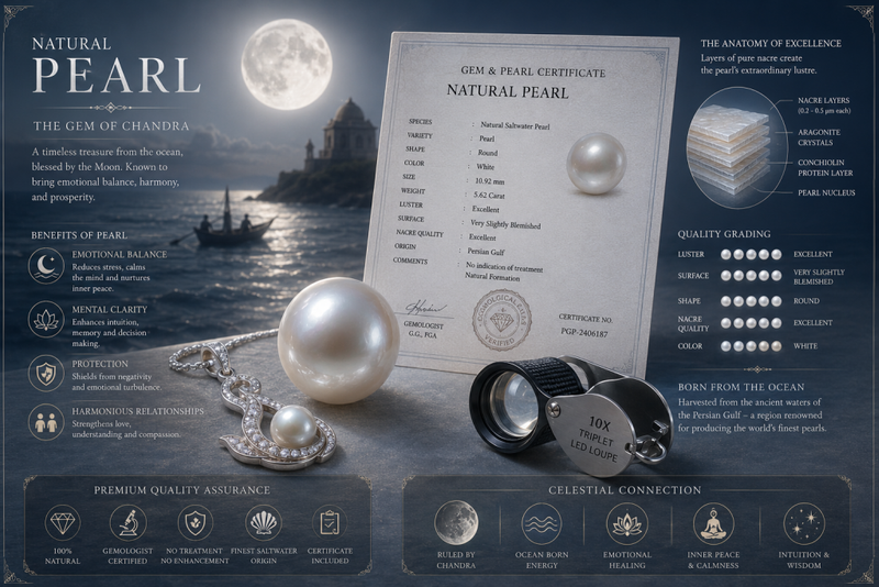 Natural pearl elegance under moonlight