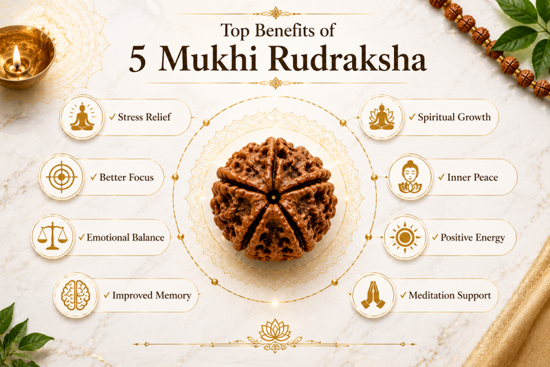 top benefits of 5 mukhi rudraksha