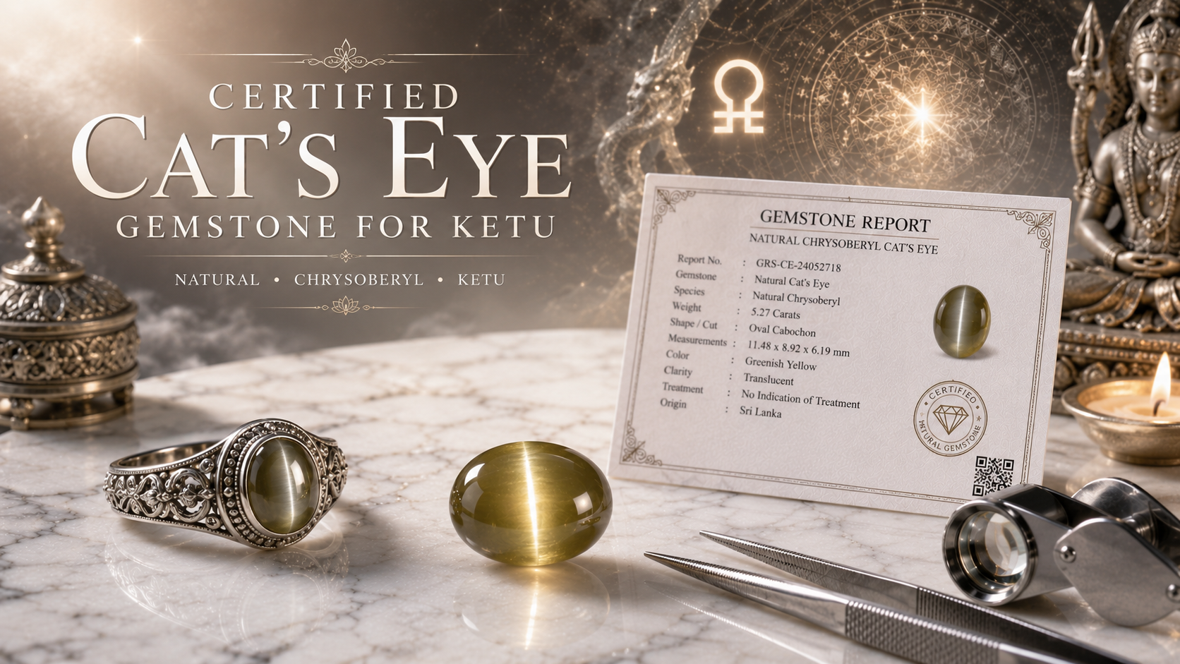 Certified Cat's Eye Gemstone for Ketu — Lehsunia Stone Guide, Benefits and Price