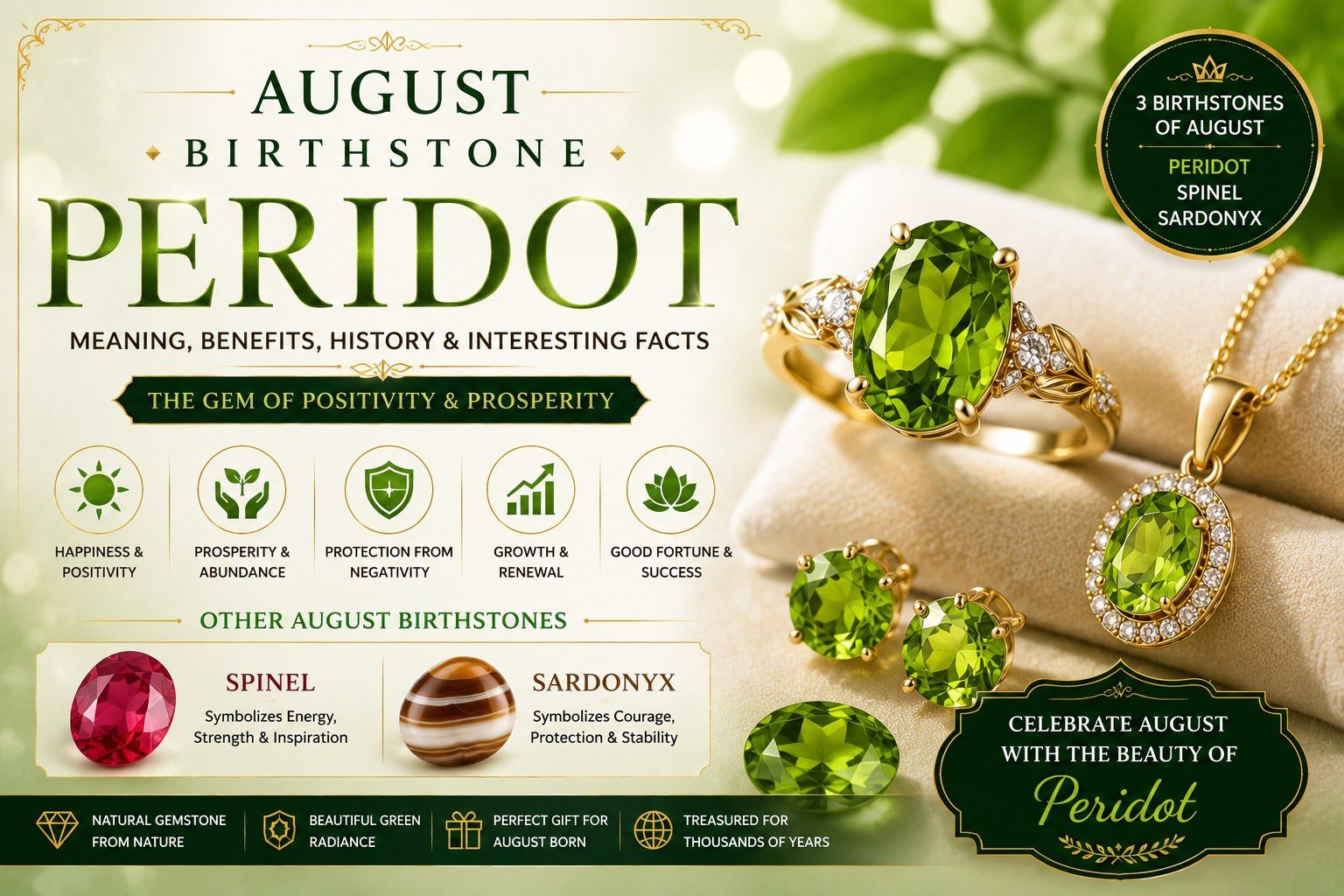 August Birthstone Peridot: Meaning, Benefits, History, Astrology & Interesting Facts