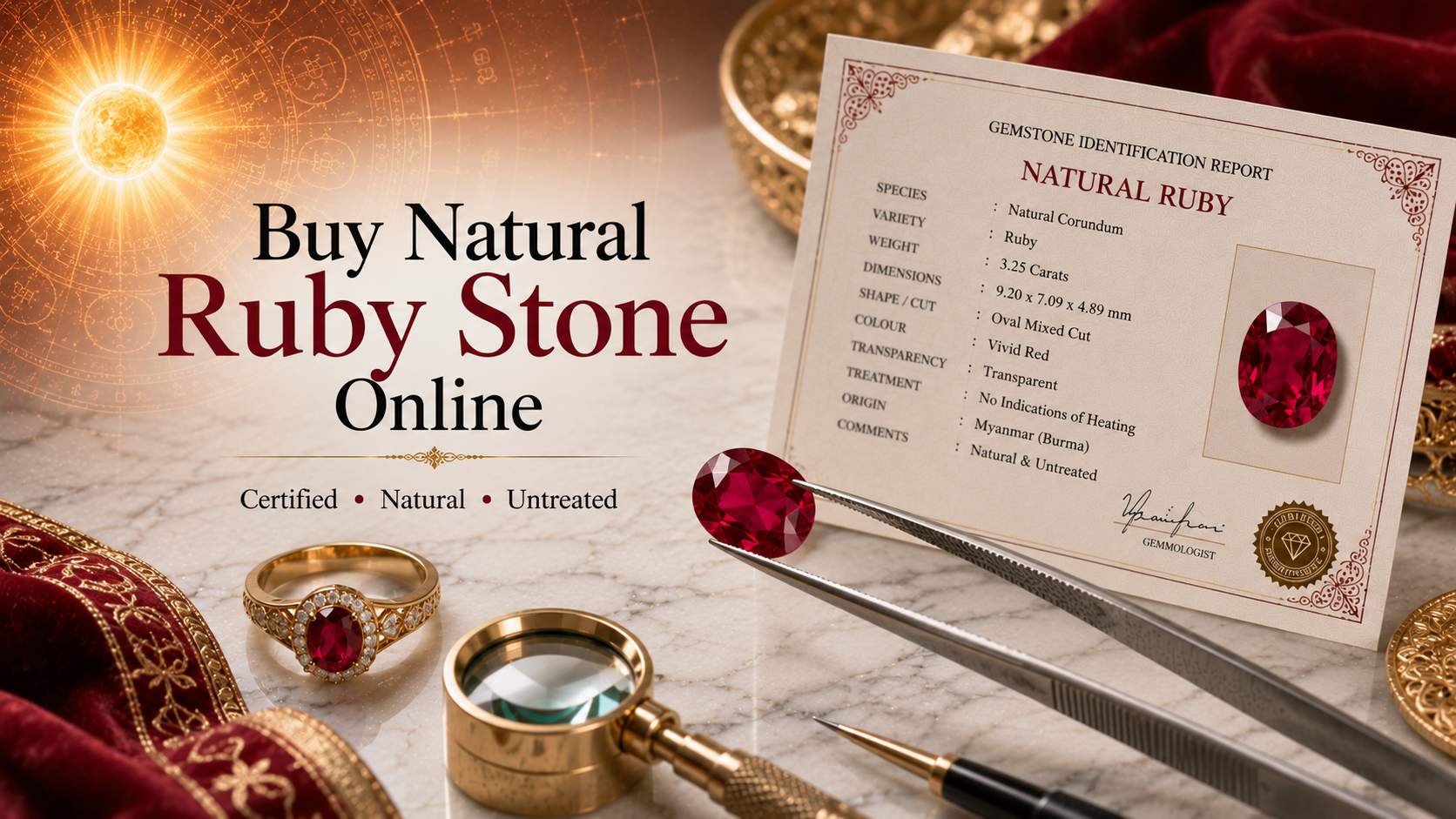 Buy Natural Ruby Stone Online — Manik Stone Guide, Sun Benefits and Price