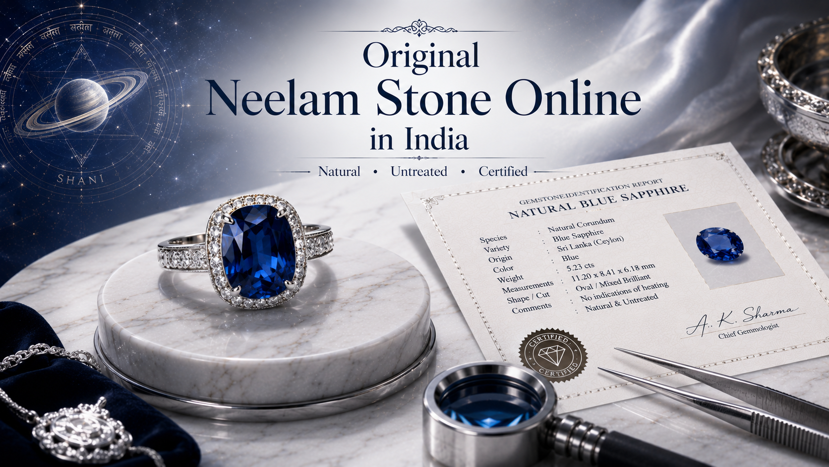 Original Neelam Stone Online in India | Buy Certified Natural Blue Sapphire