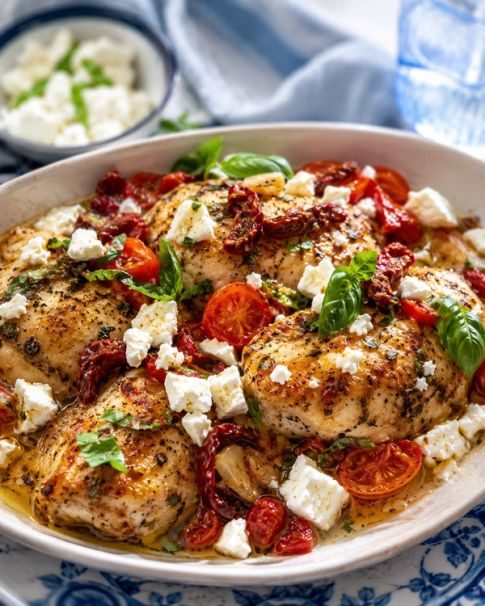 Mediterranean Baked Chicken with Feta and Cherry Tomatoes