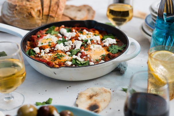 Grilled Pepper Shakshuka with Feta