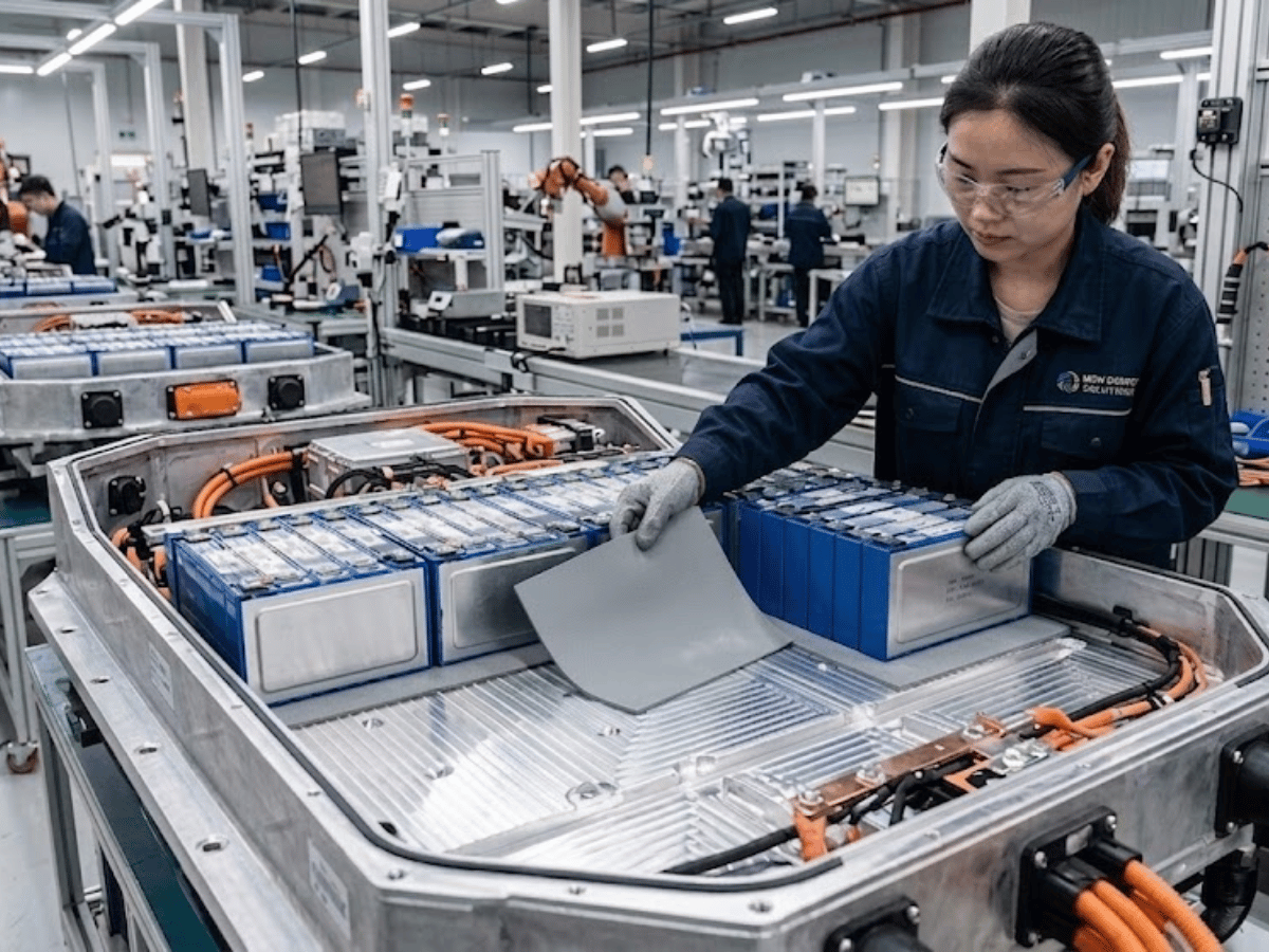 EV battery module interface assembly with gap pads