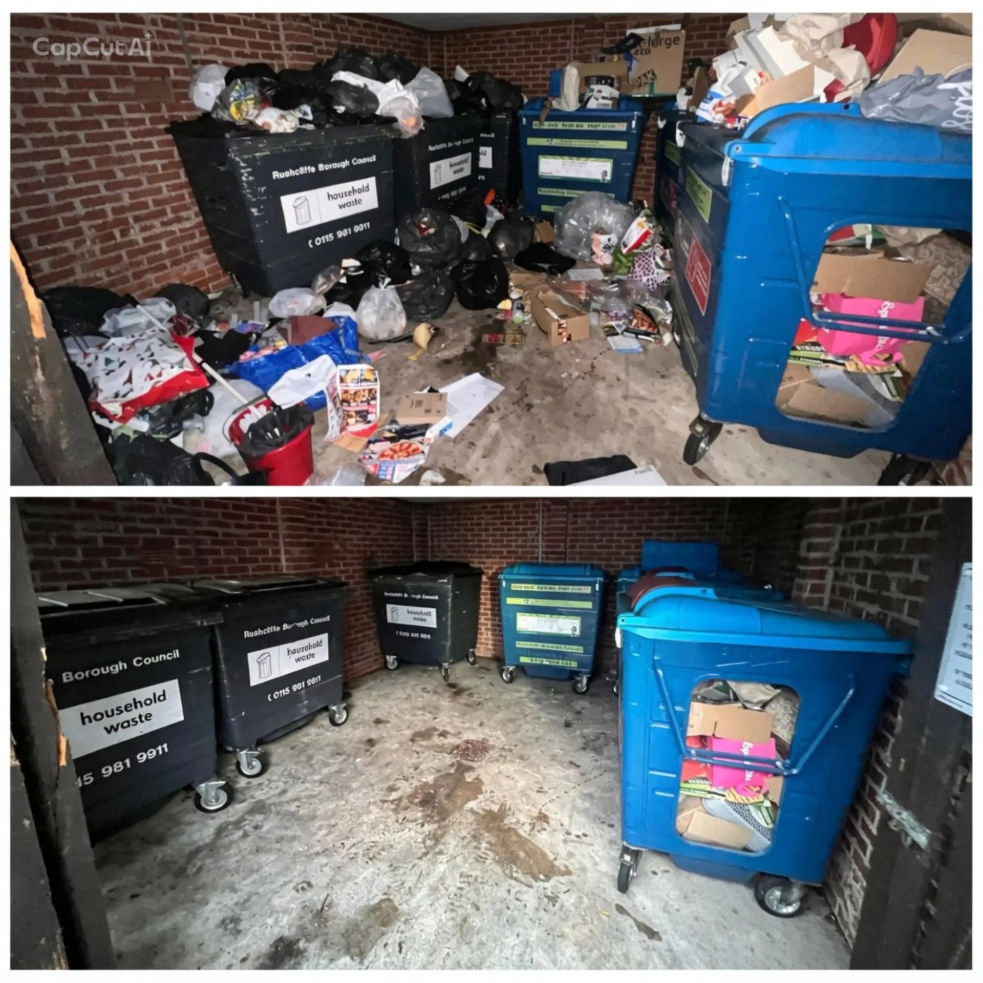 Team clearing bulk waste from a residential bin store