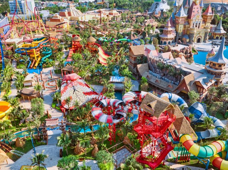 Water slides and themed buildings at VinWonders