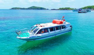 Side view of a speedboat on the water