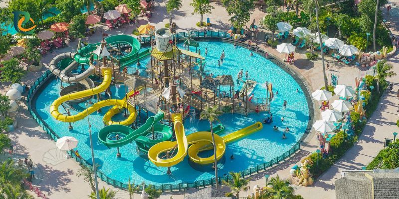 Slides and pools at Aquatopia water park