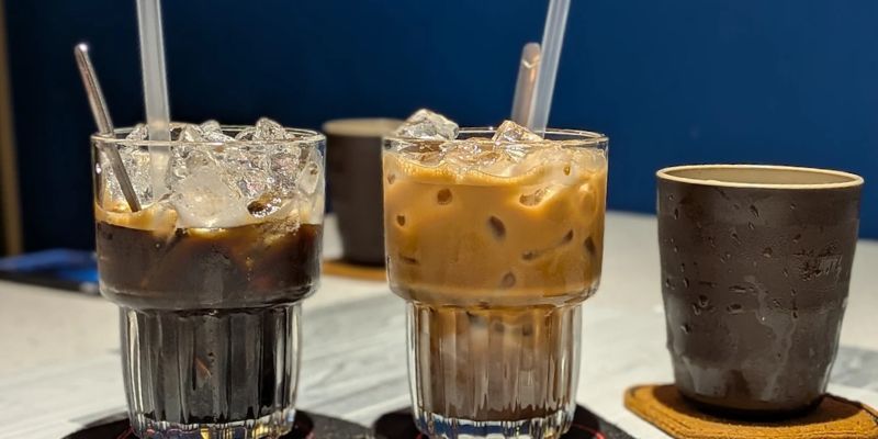Glasses of iced coffee at a Duong Dong cafe