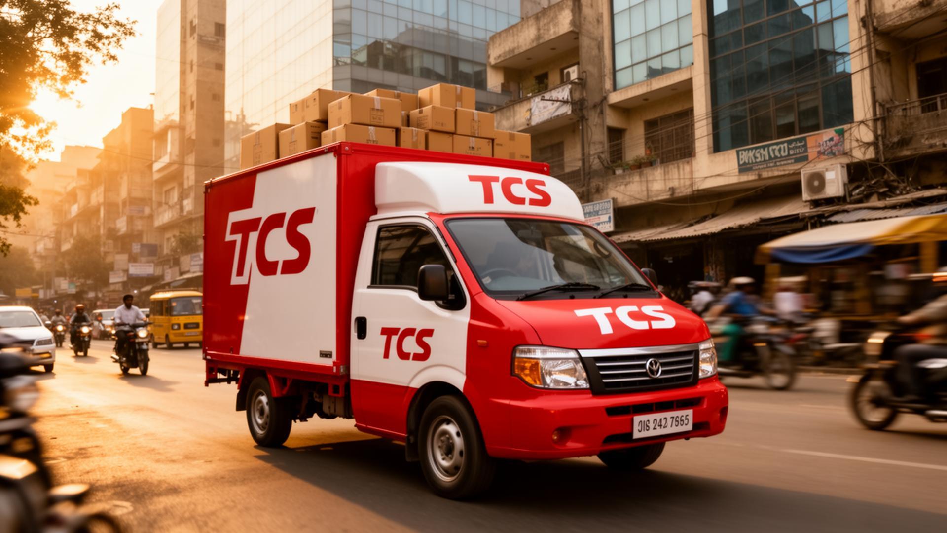 TCS courier delivery truck on the road