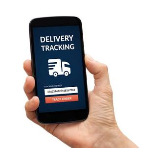 Close-up of a person holding a smartphone showing the BlueEX parcel tracking screen with a prominent NUDGE button on display