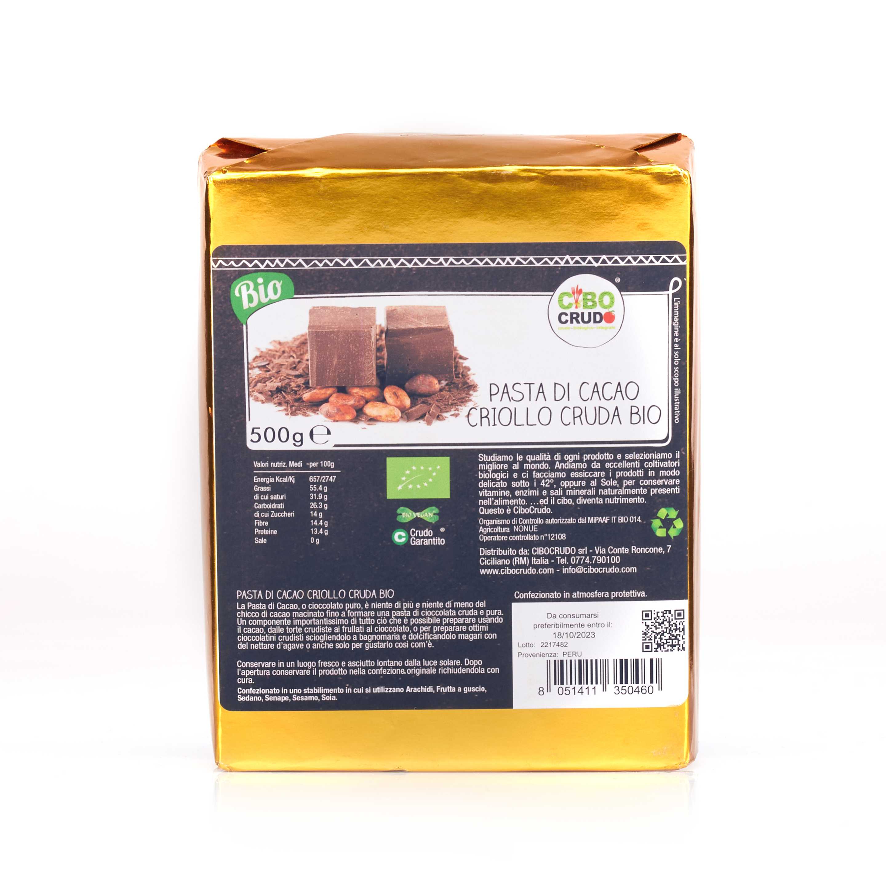 Pasta Di Cacao Intera Cruda Bio - 500g 1