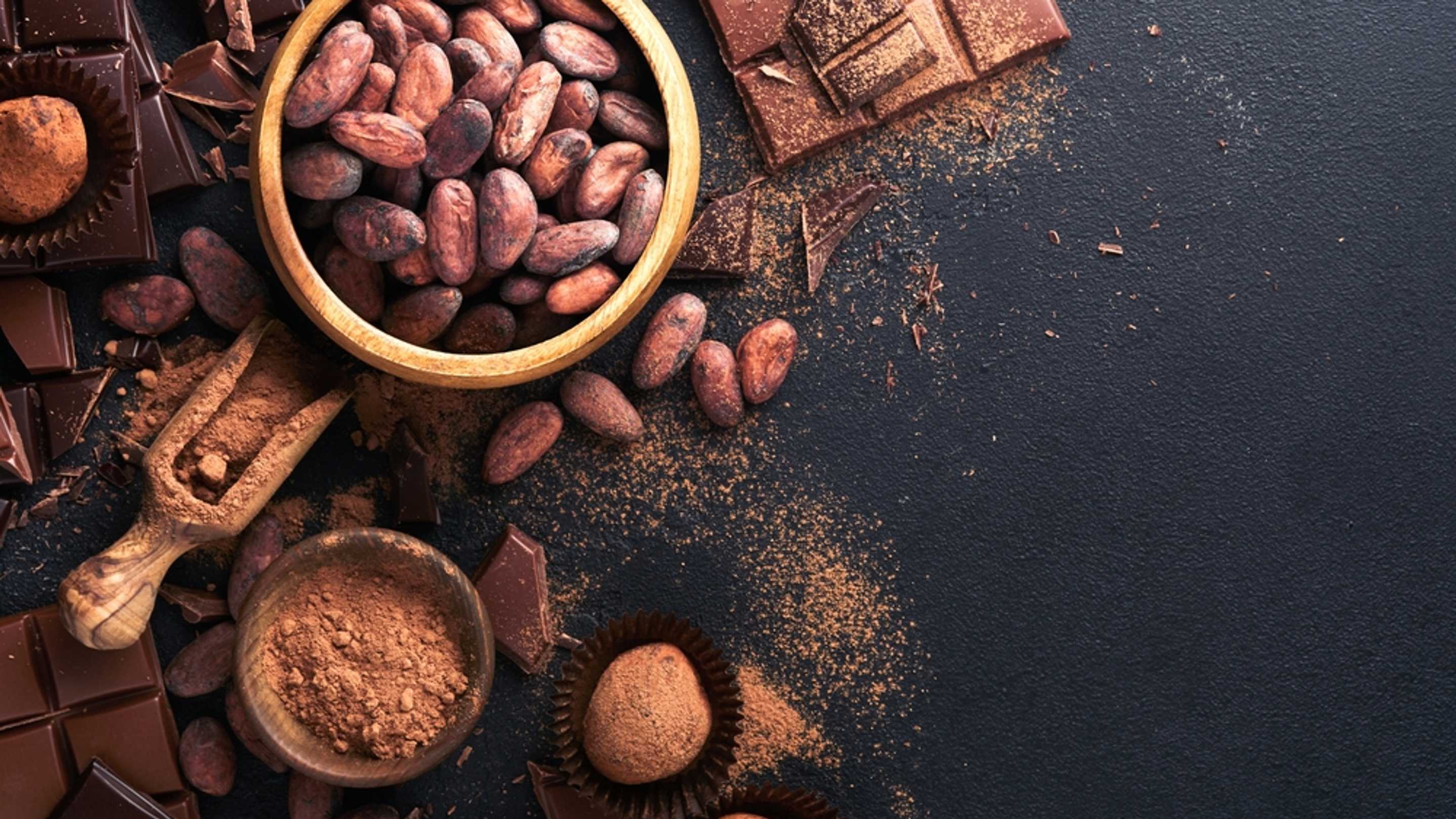 Cioccolato fondente e fave di cacao