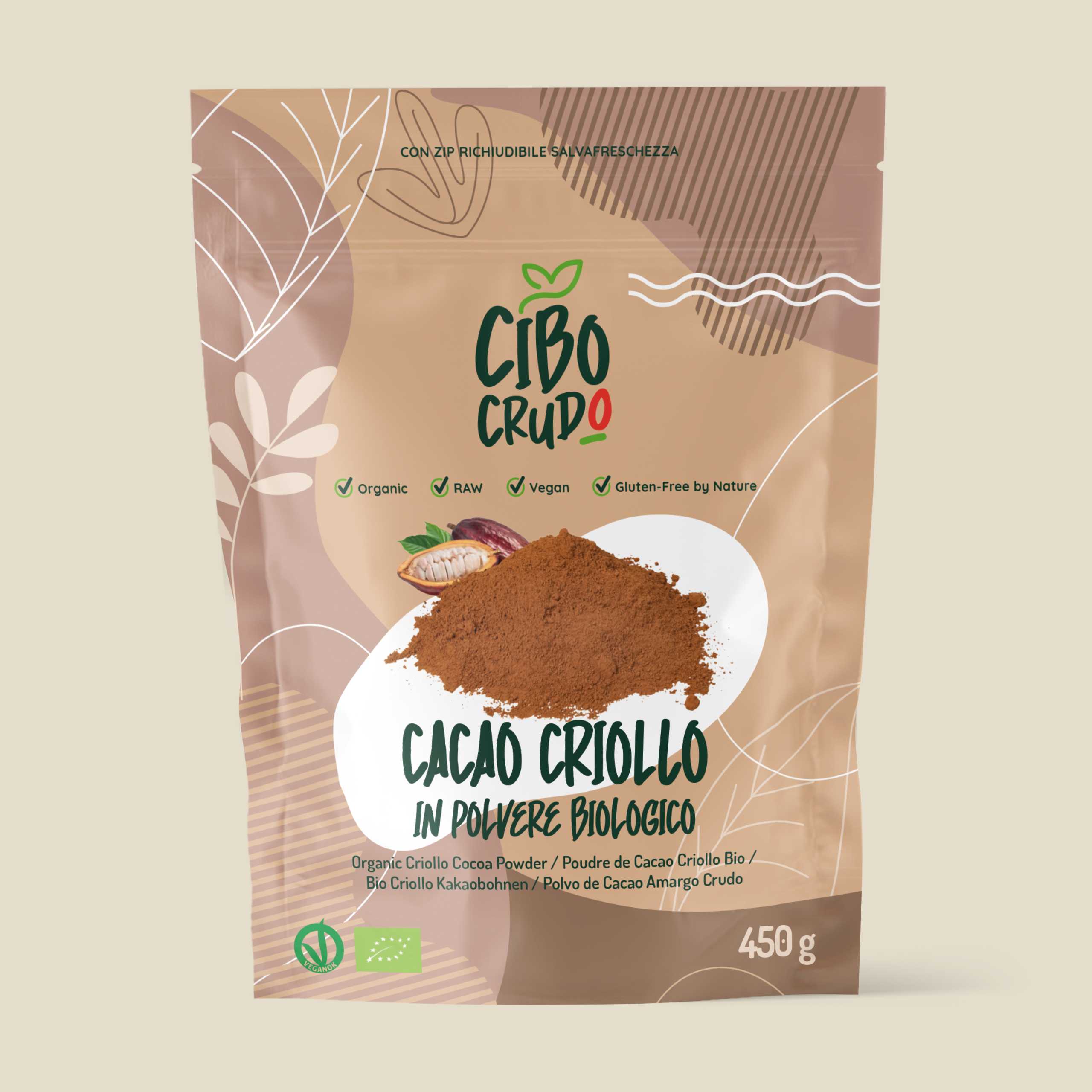 Cacao Amaro In Polvere Criollo Crudo e Bio Puro al 100%