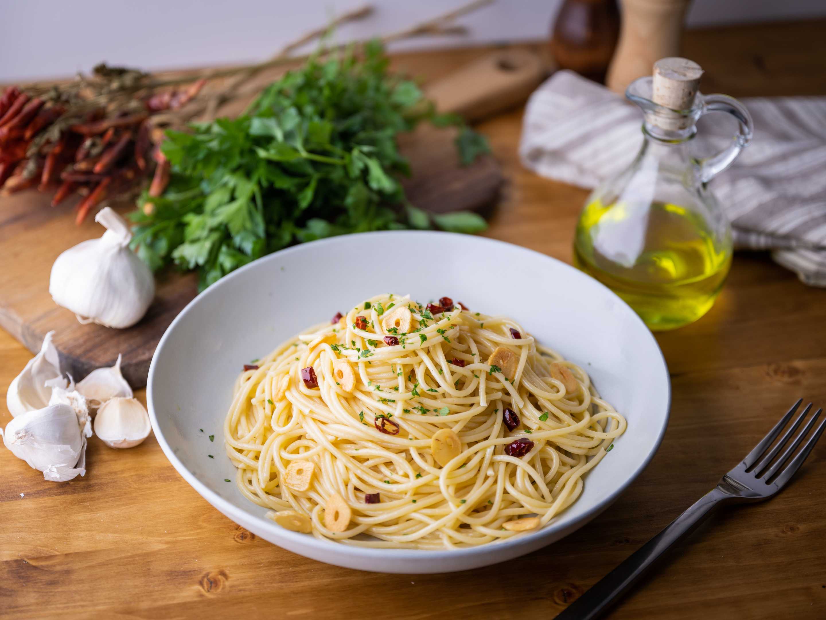 Spaghetti aglio olio e peperoncino vegani