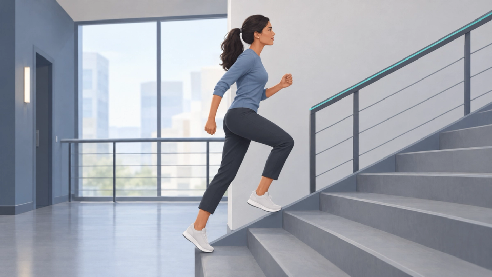 Illustration of a woman doing a brief burst of vigorous everyday movement.