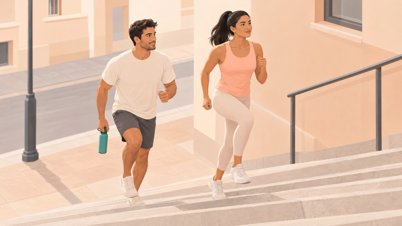 Illustration of two adults doing a brief burst of vigorous everyday movement.