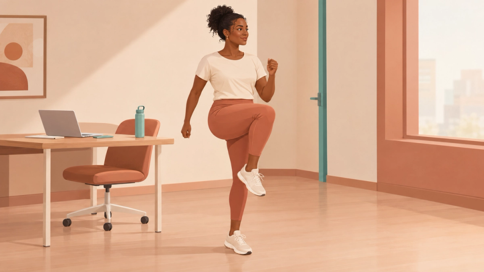 Illustration of a woman performing a short bout of exercise.