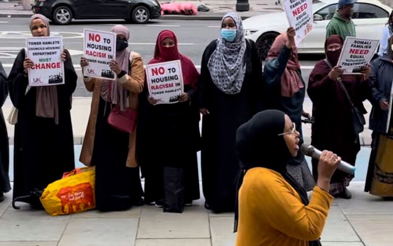 Somali women protesting over housing discrimination in Tower Hamlets
