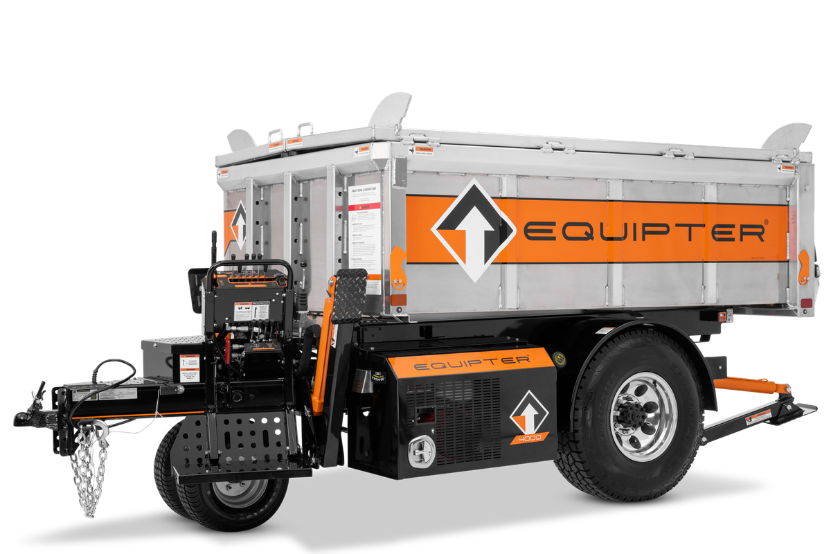 The 2026 Equipter 4000, front three-quarter studio view, with silver container.