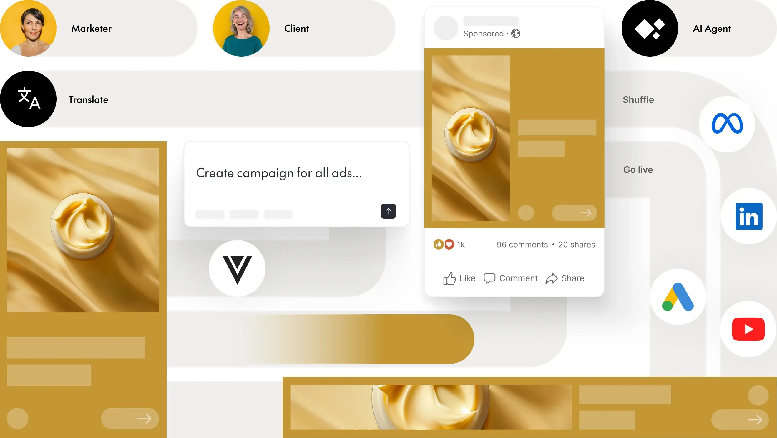 Go from design to live ads in minutes