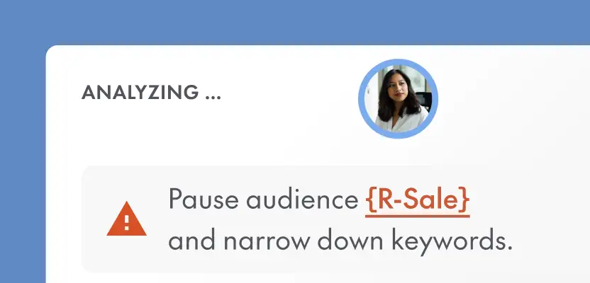 The agent recommends how to pause, scale or adjust so you move fast