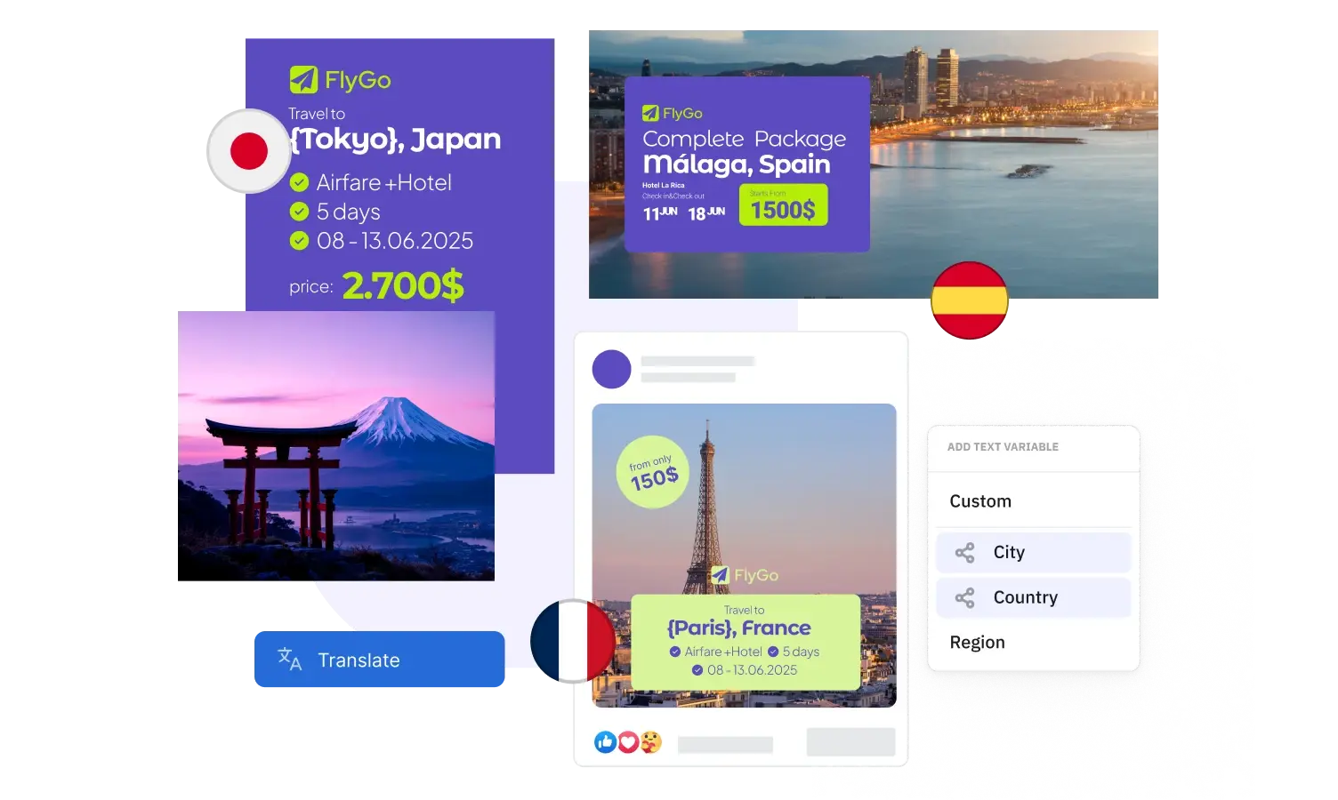 Create branded travel ads for every offer