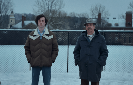 A still from The Holdovers, starring Paul Giamatti and directed by Alexander Payne.