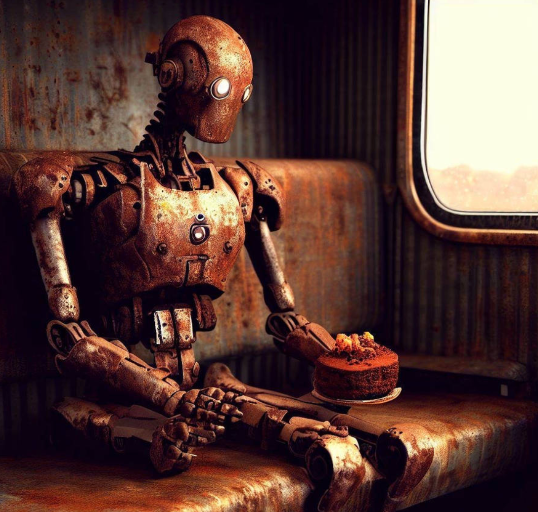 A sad, rusted out robot