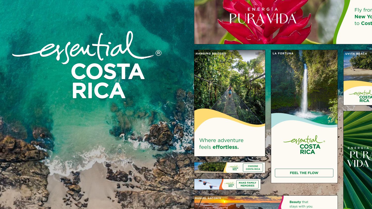 An image showing the project title and a set of banners over a Costa Rican beach