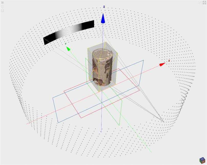 Helical cone-beam geometry used for calibration and reconstruction