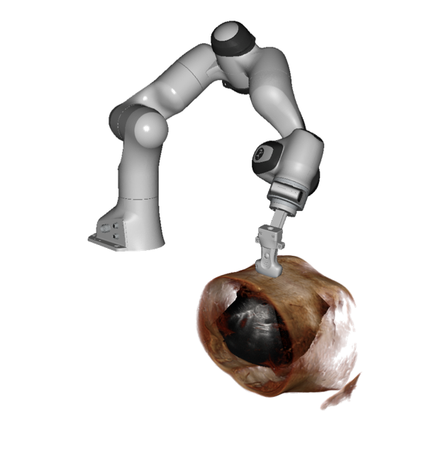Robot-held ultrasound probe scanning along a planned trajectory