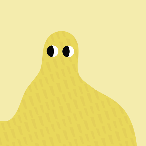 original yellow Yallie illustration, eyes looking to the left