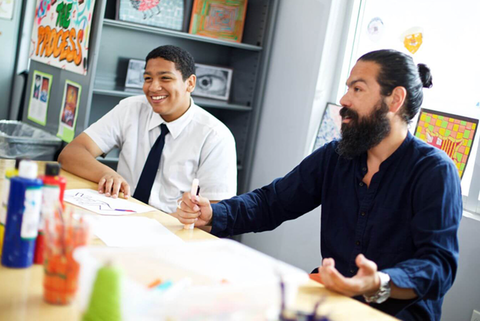 Ascend high school teacher in art classroom