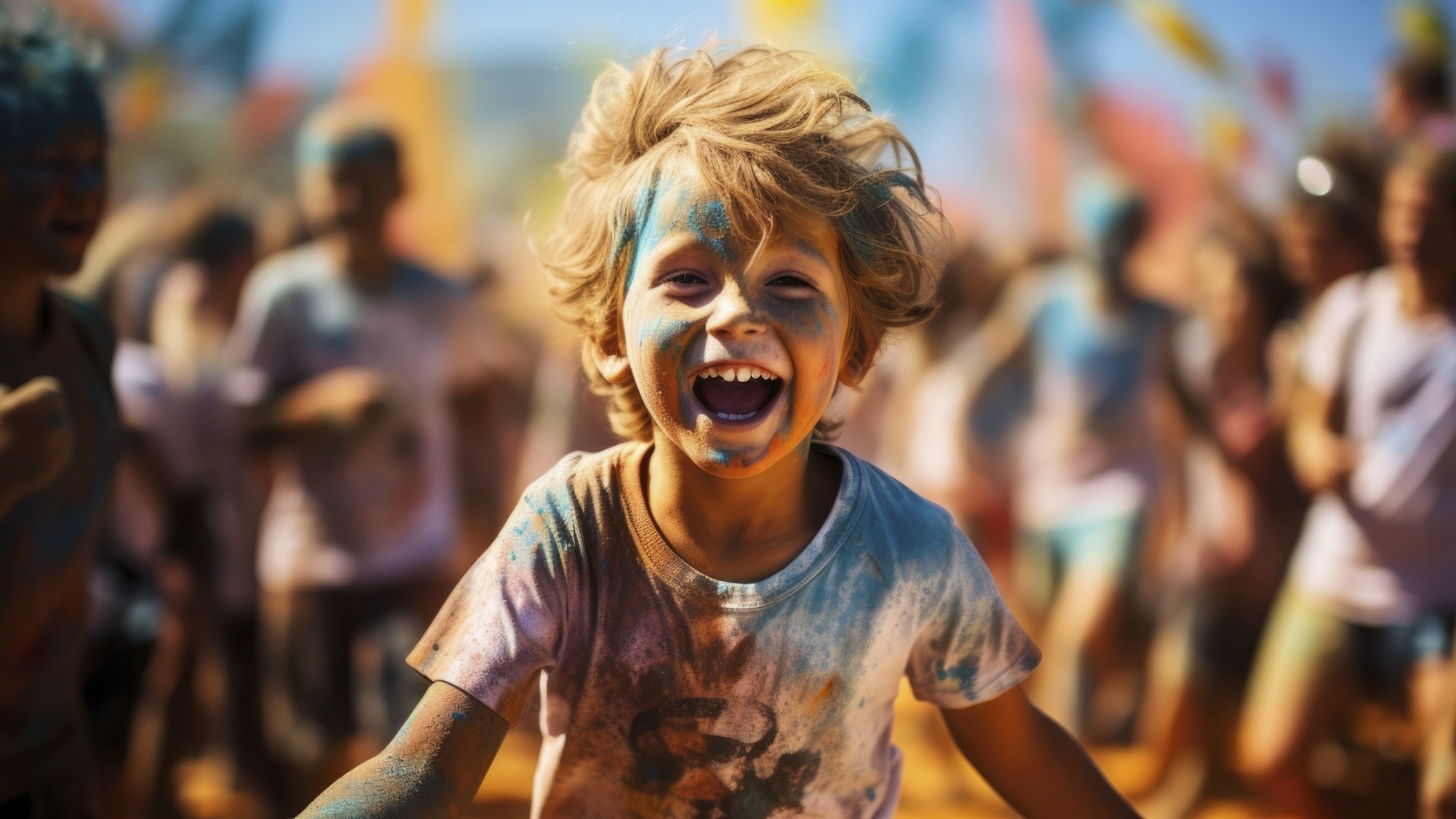 Portrait d'un garçon souriant lors d'un festival