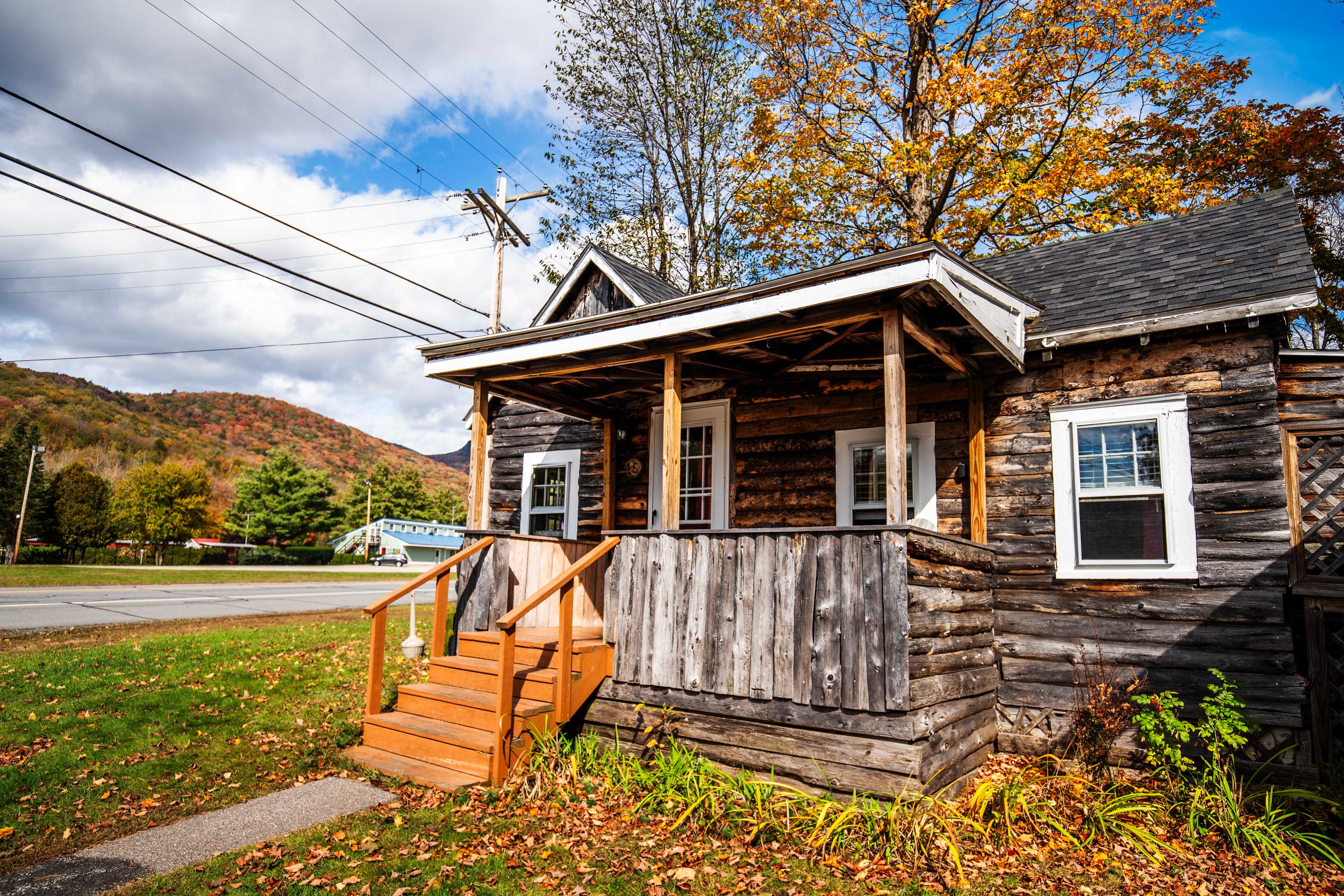 Stunning outdoor views from The Pemi Trail cabin's porch. #PemiCabins #LincolnNH #WhiteMountains #CabinGetaway